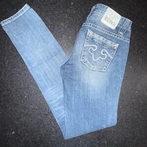 UEC EXPRESS REROCK STYLISH LOW RISE SKINNY DENIM BLUE JEANS SZ 6